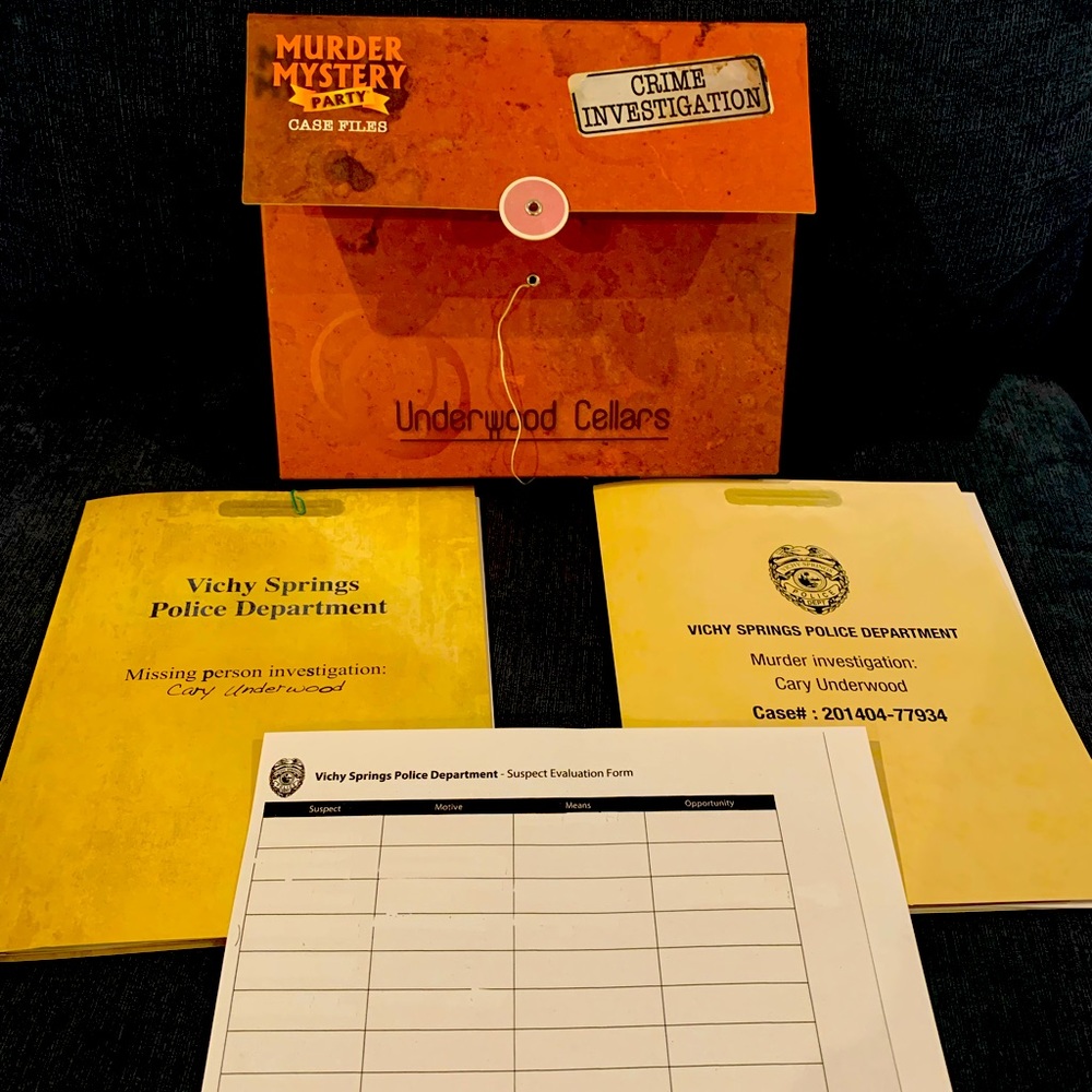 Murder Mystery Party - The Underwood Cellars Board Game